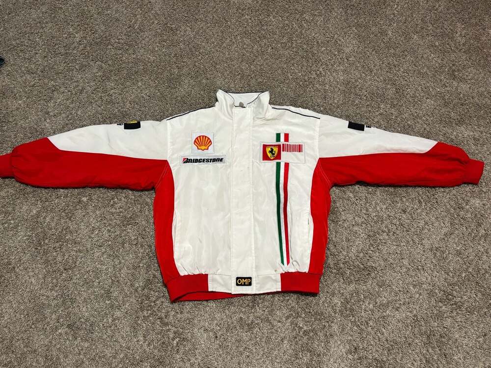 Vintage Ferrari Formula 1 Team OMP Bridgestone Shell Embroidered Racing Jacket